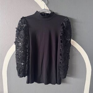 Chico's Elegant Black Lace Sleeve Top